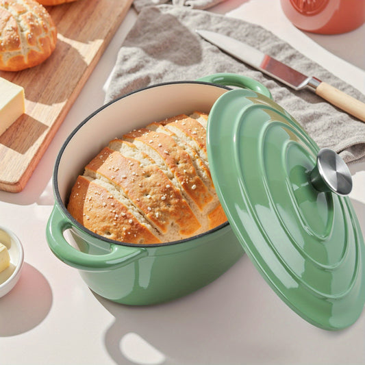 Cast Iron Dutch Oven 4.5 QT with Lid – Enameled Non-Stick Pot for Bread Baking, Sourdough, Braising & Slow Cooking | Dual Handles, Oven Safe 500°F