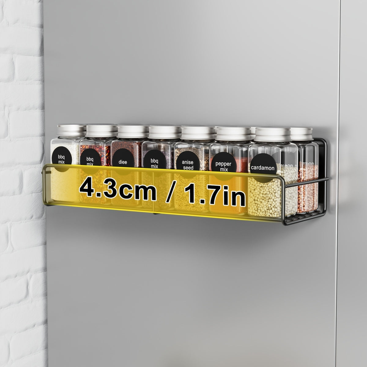 Magnetic Spice Shelf 4-Pack No-Drill Refrigerator Kitchen Storage Rack – Adjustable Strong Magnetic Wall Mounted Shelf for Spices, Coffee Bar, Washing Machine, Kitchen Organizer Accessories