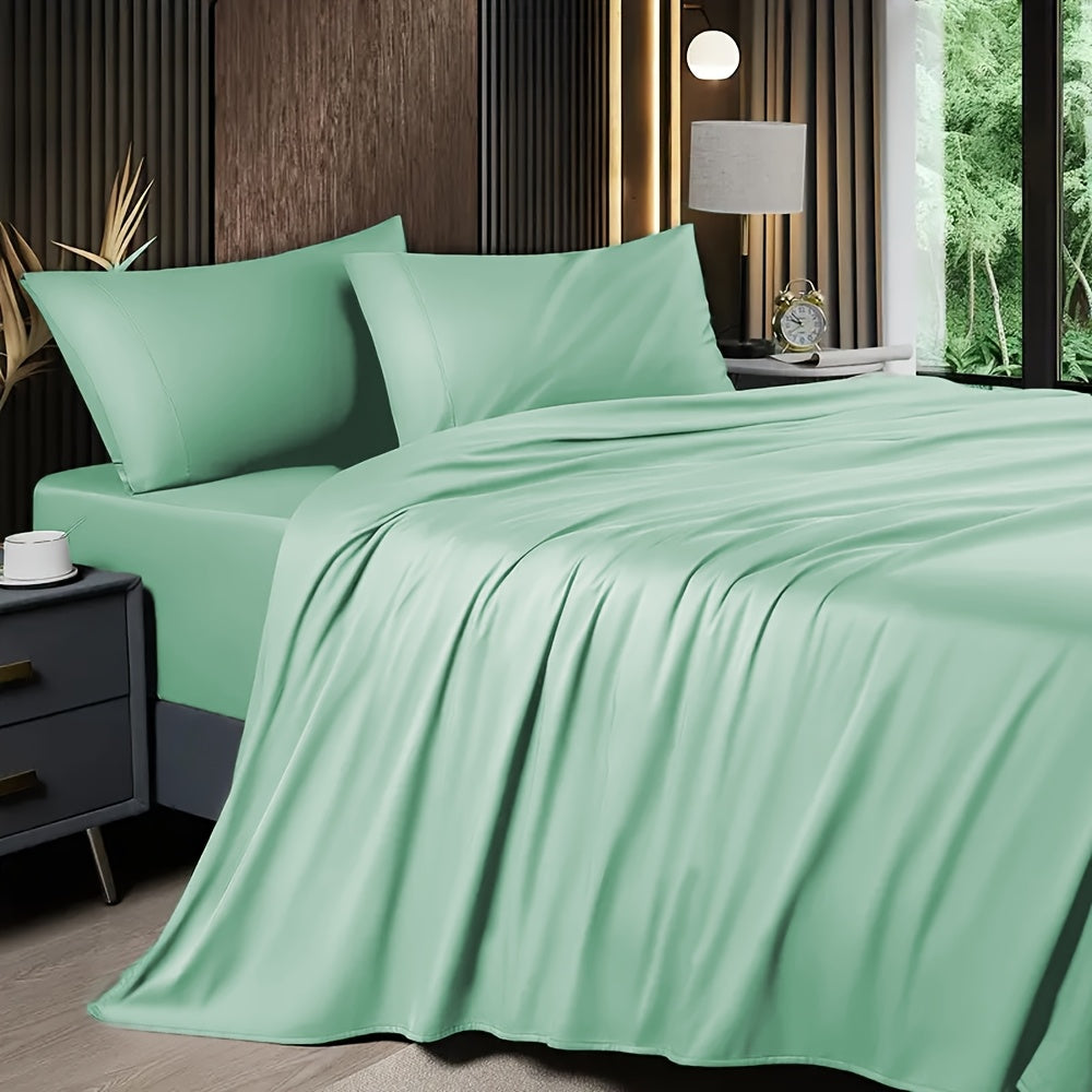 Cooling Bamboo Bed Sheet Set 4-Piece 2200TC – 16" Deep Pocket Silky Soft Breathable Luxury Bedding Flat Sheet Fitted Sheet & Pillowcases Twin Full Queen King in 11 Colors