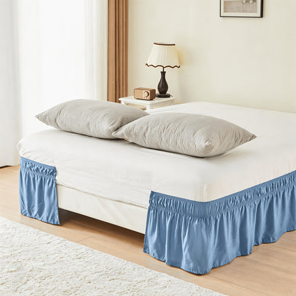 Bed Skirt Wrap Around Elastic – 15 Inch Drop Microfiber Dust Ruffle No Lift Needed Adjustable Hotel Quality Fade Resistant Machine Washable Twin Full Queen King 30 Colors