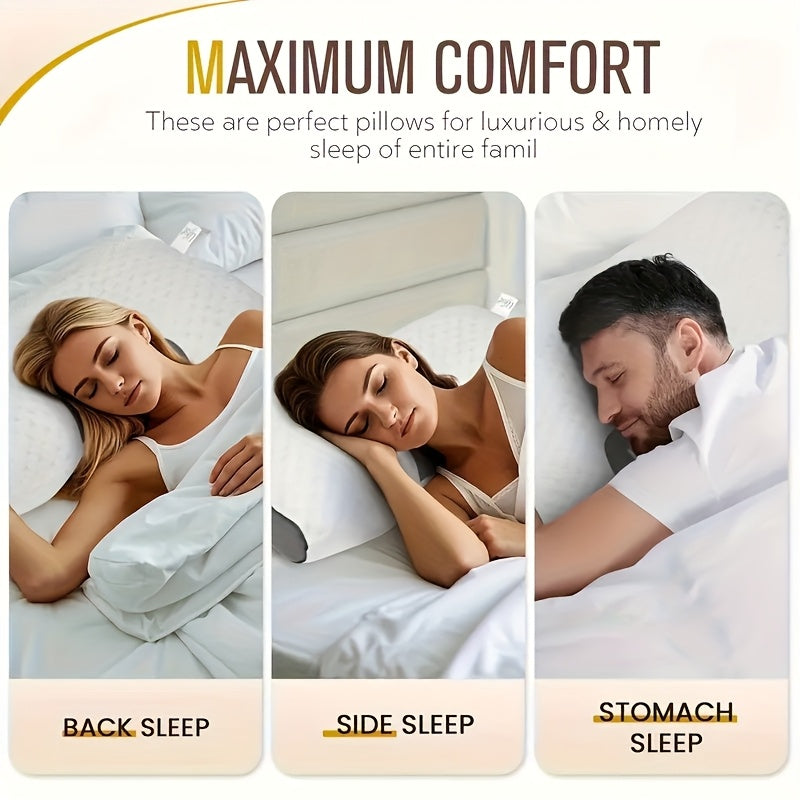 Neck Support Pillow Ergonomic Soft Massage Set of 2 or 4 – Deep Sleep Cervical Pillow with Removable Washable Cover, Shape-Retaining High-Quality Fill for Back Side Stomach Sleepers, Dorm & Home