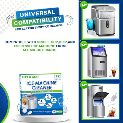 Ice Maker Cleaning Tablets 12/24/36 Pack – Deep Cleaning Descaler & Deodorizer, Food-Grade Citric Acid, Nickel-Safe, No Residue, Compatible with All Countertop & Portable Ice Machines