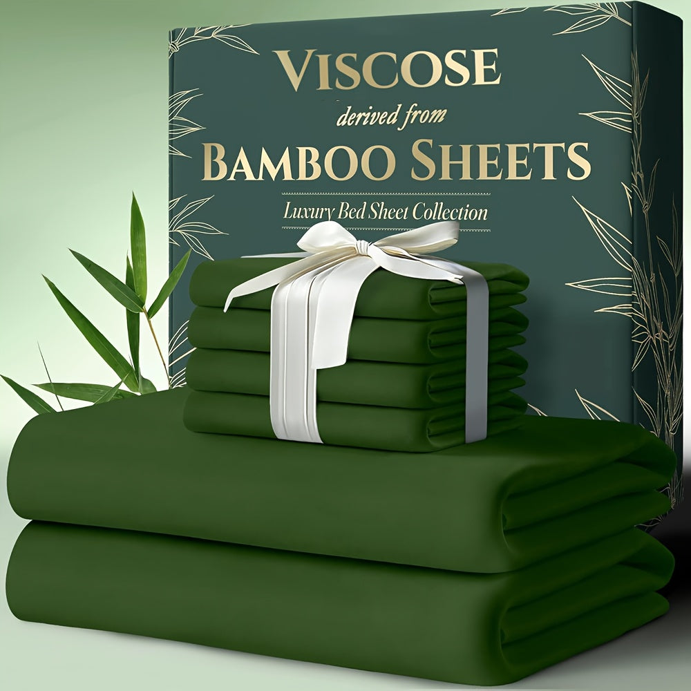 Cooling Bed Sheets Set Bamboo Blend - Ultra-Soft Breathable Deep Pocket Sheets for Hot Sleepers, Twin Full Queen King Size, 13 Colors, Moisture-Wicking Temperature Regulating Bedding