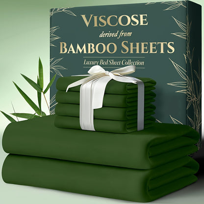 Cooling Bed Sheets Set Bamboo Blend - Ultra-Soft Breathable Deep Pocket Sheets for Hot Sleepers, Twin Full Queen King Size, 13 Colors, Moisture-Wicking Temperature Regulating Bedding