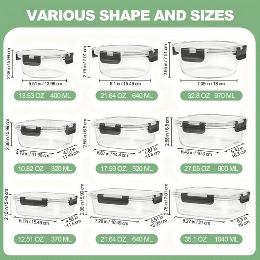 Glass Food Storage Containers with Lids 12-Piece Set – Airtight Leak-Proof Meal Prep Containers Microwave Oven Freezer & Dishwasher Safe Glass Lunch Bento Boxes for Kitchen Pantry
