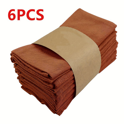 Cloth Napkins Set of 6 or 12 Solid Color Pleated Texture 16x16 Inch Washable Reusable Fabric Napkins for Wedding Dinner Party Banquet Restaurant Kitchen Table Decor