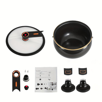 Non Stick Soup Pot Large Capacity 1.85 Gallon with Twist Lock Handle – Multifunctional Stew Cooking Pot for Gas Stove Induction Cooker Open Flame, Fry Boil Stew Bake