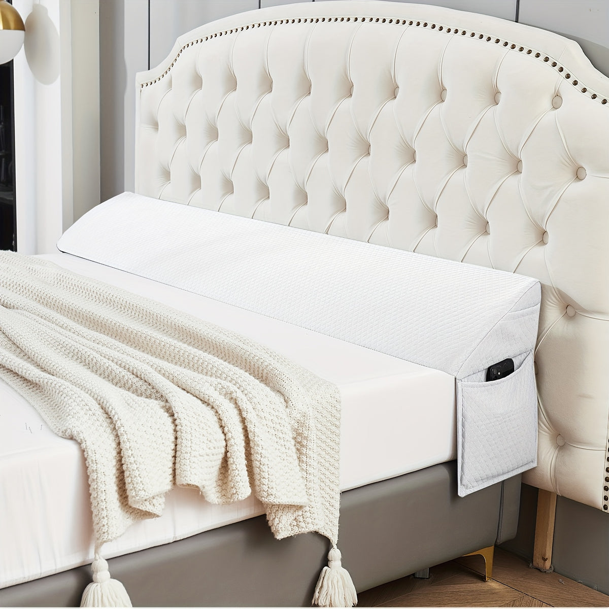 Bed Wedge Pillow Bed Gap Filler – Mattress Wedge Headboard Pillow to Close Gap Between Headboard & Wall, Backrest Support Pillow for Sleeping & Reading in Bed