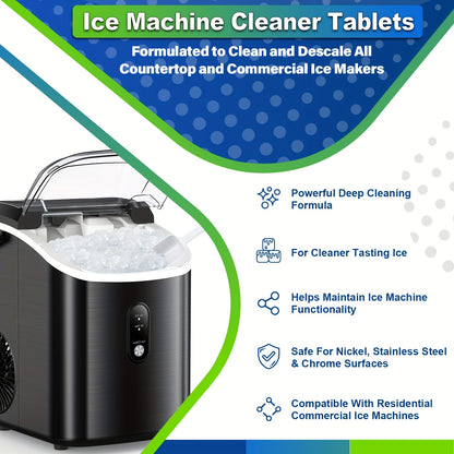 Ice Maker Cleaning Tablets 12/24/36 Pack – Deep Cleaning Descaler & Deodorizer, Food-Grade Citric Acid, Nickel-Safe, No Residue, Compatible with All Countertop & Portable Ice Machines