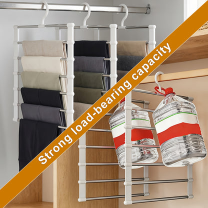 Multi-Layer Pants Hanger Space Saving Closet Organizer – Stainless Steel Non-Slip Stackable Hanger for Pants, Jeans, Trousers, Scarves & Ties – 3 or 7 Pack Wardrobe Storage
