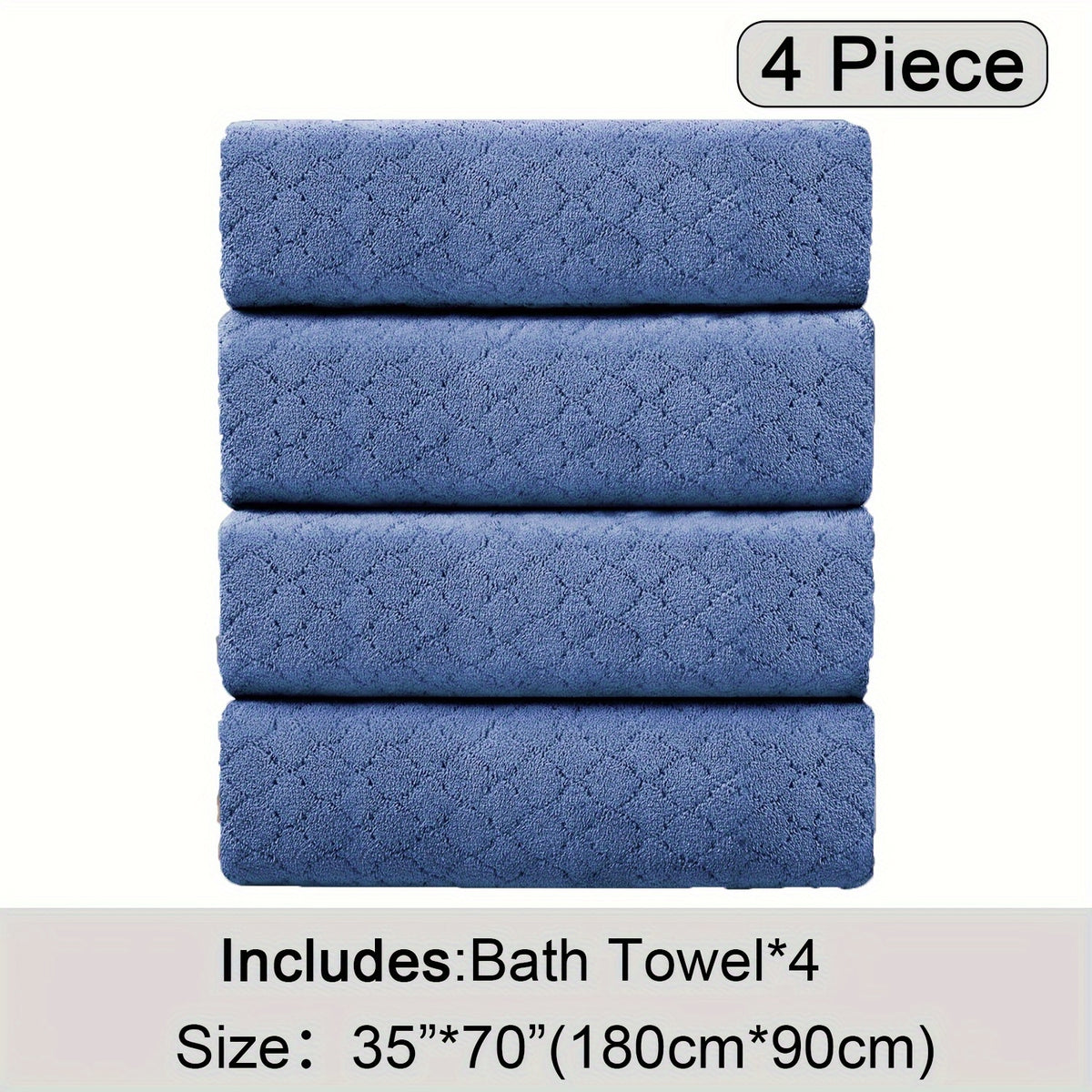 Diamond Weave Bath Towel Set 4 Piece Oversized Ultra Soft Quick-Dry Microfiber Towels Highly Absorbent Hotel Quality Bathroom Towels 10 Colors for Home Gym Spa – Luxury Bath Towel Set