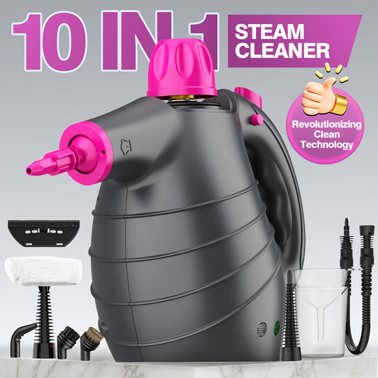 Handheld Steam Cleaner 1050W with 12 Brush Heads Chemical-Free Portable Steam Cleaner Fast Heat-Up Large Water Tank Safety Lock – for Home Car Floor Tile Furniture Grout Bathroom Kitchen