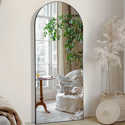 Arched Full Length Mirror 59"x16" Floor Mirror with Aluminum Alloy Frame & Shatter-Proof Nano Glass – Standing Full Body Wall Mirror for Bedroom Living Room Cloakroom