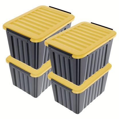 Storage Bins with Lids and Wheels Stackable 72Qt 97Qt Heavy Duty 220LB Capacity 4 6 Pack Plastic Storage Boxes for Home Garage Basement Clear Blue Black
