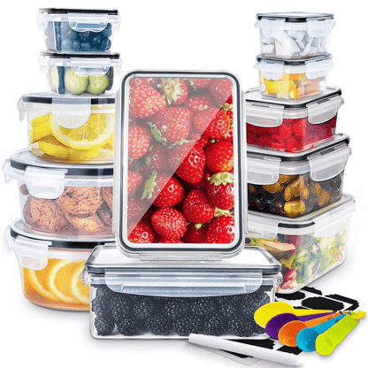 Food Storage Containers with Lids Set – Stackable Meal Prep Containers, Leakproof, Microwave & Freezer Safe, BPA-Free Plastic, 12/24/48/50 Piece Sets for Leftovers, Fruits & Vegetables