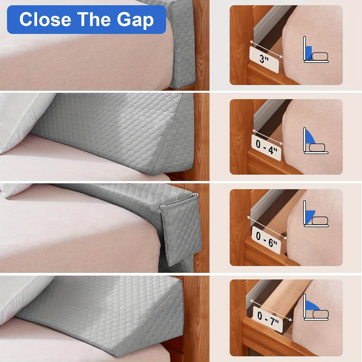 Bed Wedge Pillow Bed Gap Filler – Mattress Wedge Headboard Pillow to Close Gap Between Headboard & Wall, Backrest Support Pillow for Sleeping & Reading in Bed