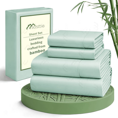 Cooling Bed Sheets Set 6 Piece – Ultra Soft Deep Pocket 17" Bed Sheet Set for Hot Sleepers Twin Full Queen King 13 Colors