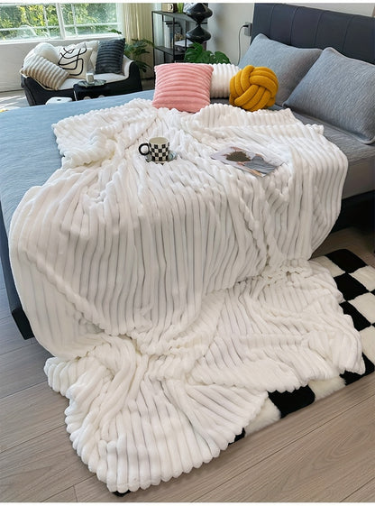 Faux Rabbit Fur Fleece Blanket Ultra-Soft 3D Double-Sided Throw – All-Season Plush Blanket for Bed, Couch & Travel, Multi-Color in 4 Sizes: White, Pink, Gray, Khaki, Purple & More
