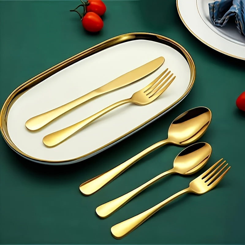 Gold Silverware Set Stainless Steel 20 or 60 Piece Heavy Duty Dishwasher Safe Rust-Proof Non-Toxic Flatware with Gift Box for Restaurant Wedding Home Thanksgiving Christmas