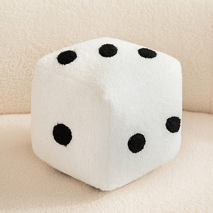 Dice Shaped Decorative Pillow Plush Cube Cushion, Funny Simulation Dice Stuffed Throw Pillow for Sofa Couch Bedroom, Creative Home Decor Gift Black White