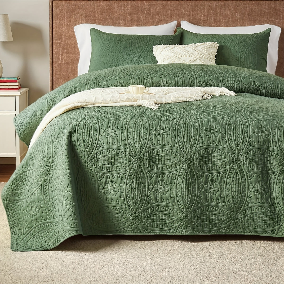 Coin Pattern Quilt Set 2/3 Piece – Lightweight Microfiber Bedspread Soft All-Season Coverlet with Pillow Cases, Twin Full Queen King, Modern Style Bedroom Comforter Set Multiple Colors & Random Color
