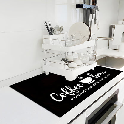 Coffee Bar Mat Absorbent Dish Drying Mat Bohemian Kitchen Counter Mat - Multiple Sizes for Coffee Machine Espresso Station Accessories Home Decor