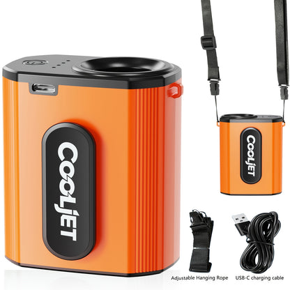 Portable Neck Fan 5000mAh - Wearable Waist Clip Hanging Fan with 18000RPM Brushless Motor, 4-Speed Wind, LED Battery Indicator, Hands-Free Personal Fan for Outdoor Work Camping Hiking, Military Green Orange