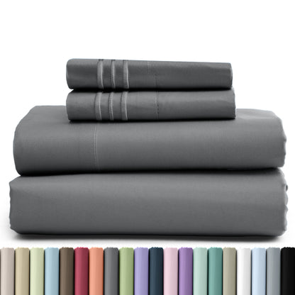 1800 Series Bed Sheets Set 4 Pieces – Brushed Microfiber Deep Pocket Sheet Set with Pillowcases, Cooling & Breathable Bedding for All Seasons, Fade Resistant, Fits Mattresses Up to 16 Inches
