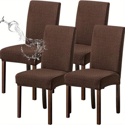Chair Covers for Dining Room Set of 4 & 6 - Stretch Polar Fleece Jacquard Slipcovers with Elastic Band, Machine Washable Removable Seat Covers for Kitchen Dining Chairs, Multiple Colors