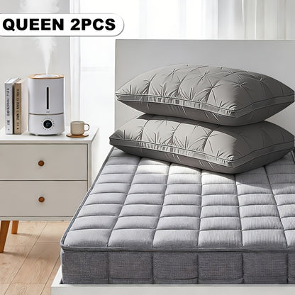 Luxury Bed Pillows 2 Pack with Satin Cover Hotel Quality, Non-Sinking High Pillow Core Hypoallergenic Polyester, Deep Sleep Neck Support Cooling All-Season Pillow Set for Bedroom, Ideal Gift