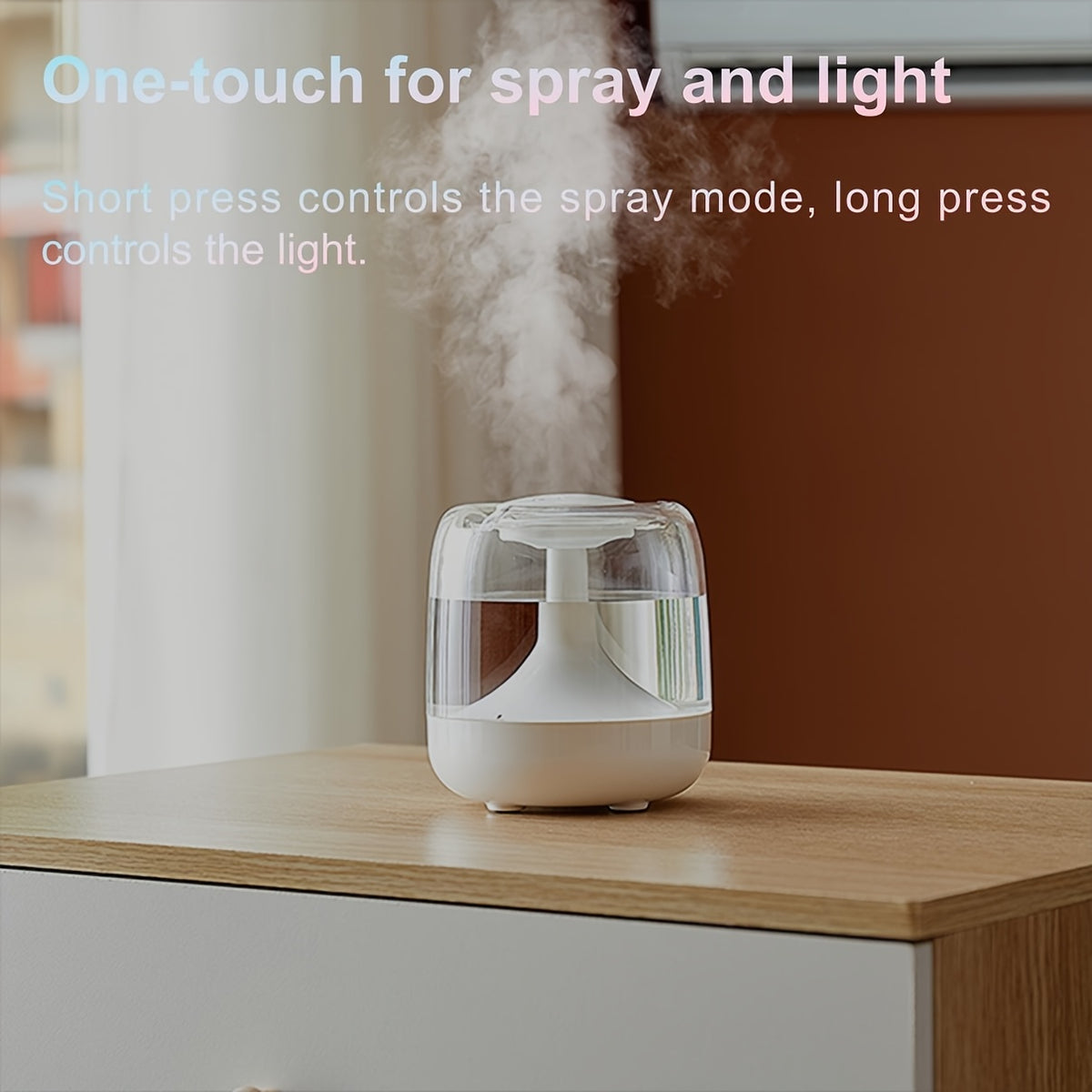 Cool Mist Humidifier with 7-Color Night Light – USB Powered, Ultra-Quiet 26dB, Dual Mist Modes, 24-Hour Runtime, Visible Water Tank for Bedroom, Living Room & Office