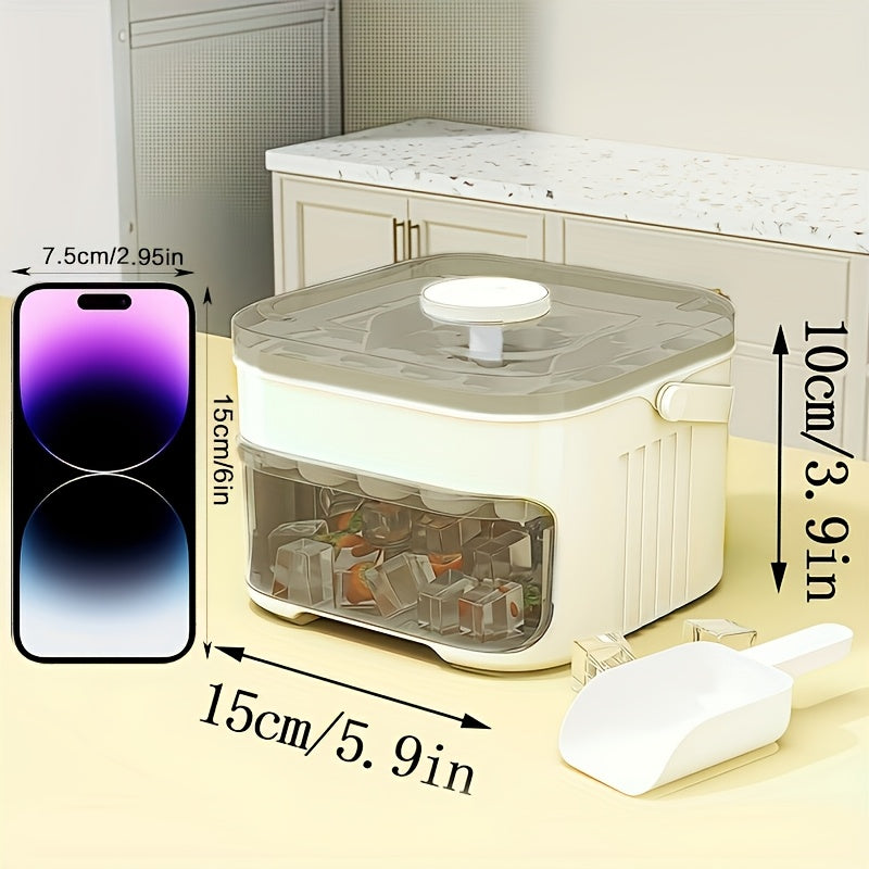 Ice Cube Mold with Lid Dual Layer Large Capacity – Stackable Ice Tray Storage Container for Home Freezer, Small Refrigerator Friendly