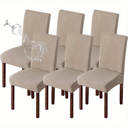 Chair Covers for Dining Room Set of 4 & 6 - Stretch Polar Fleece Jacquard Slipcovers with Elastic Band, Machine Washable Removable Seat Covers for Kitchen Dining Chairs, Multiple Colors