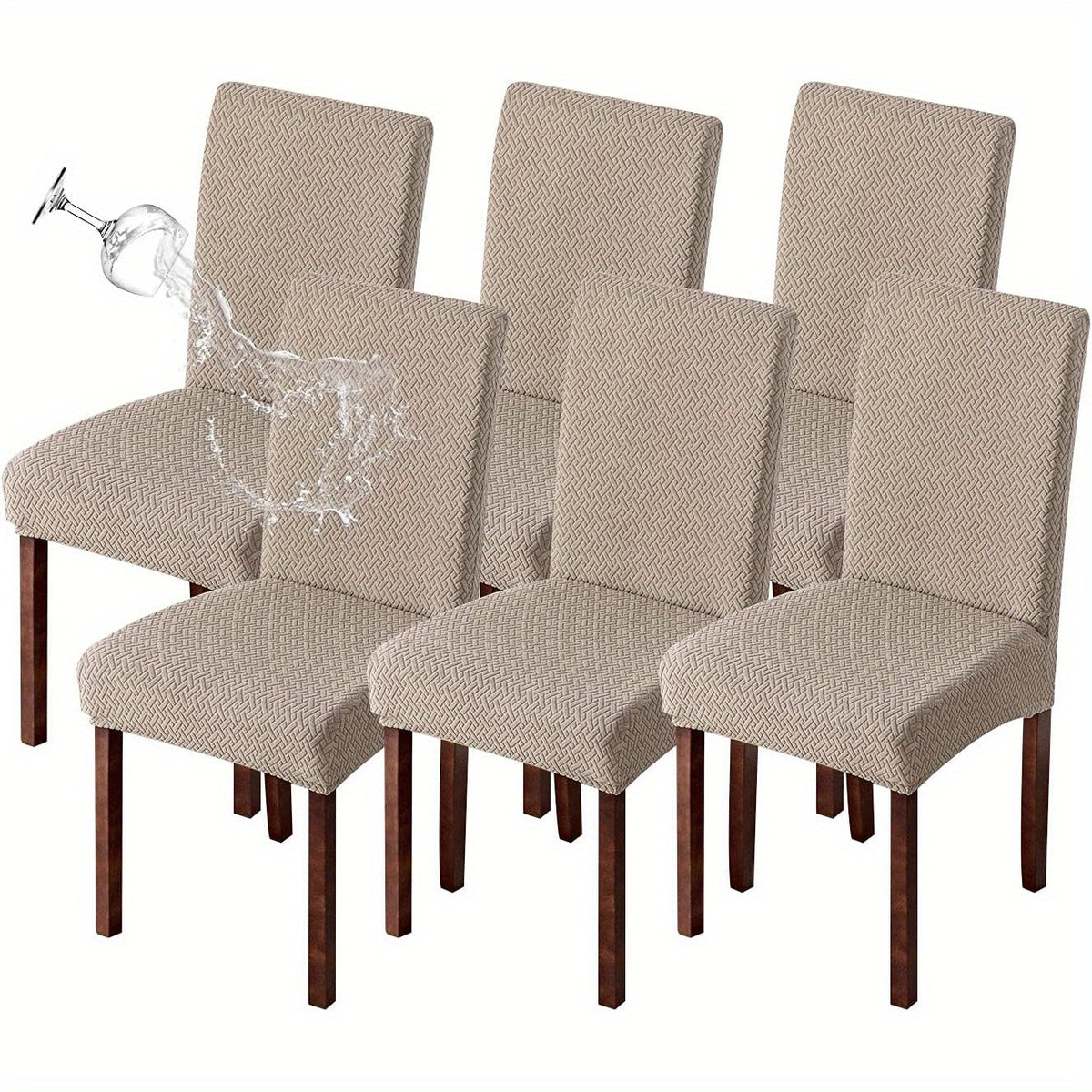 Chair Covers for Dining Room Set of 4 & 6 - Stretch Polar Fleece Jacquard Slipcovers with Elastic Band, Machine Washable Removable Seat Covers for Kitchen Dining Chairs, Multiple Colors
