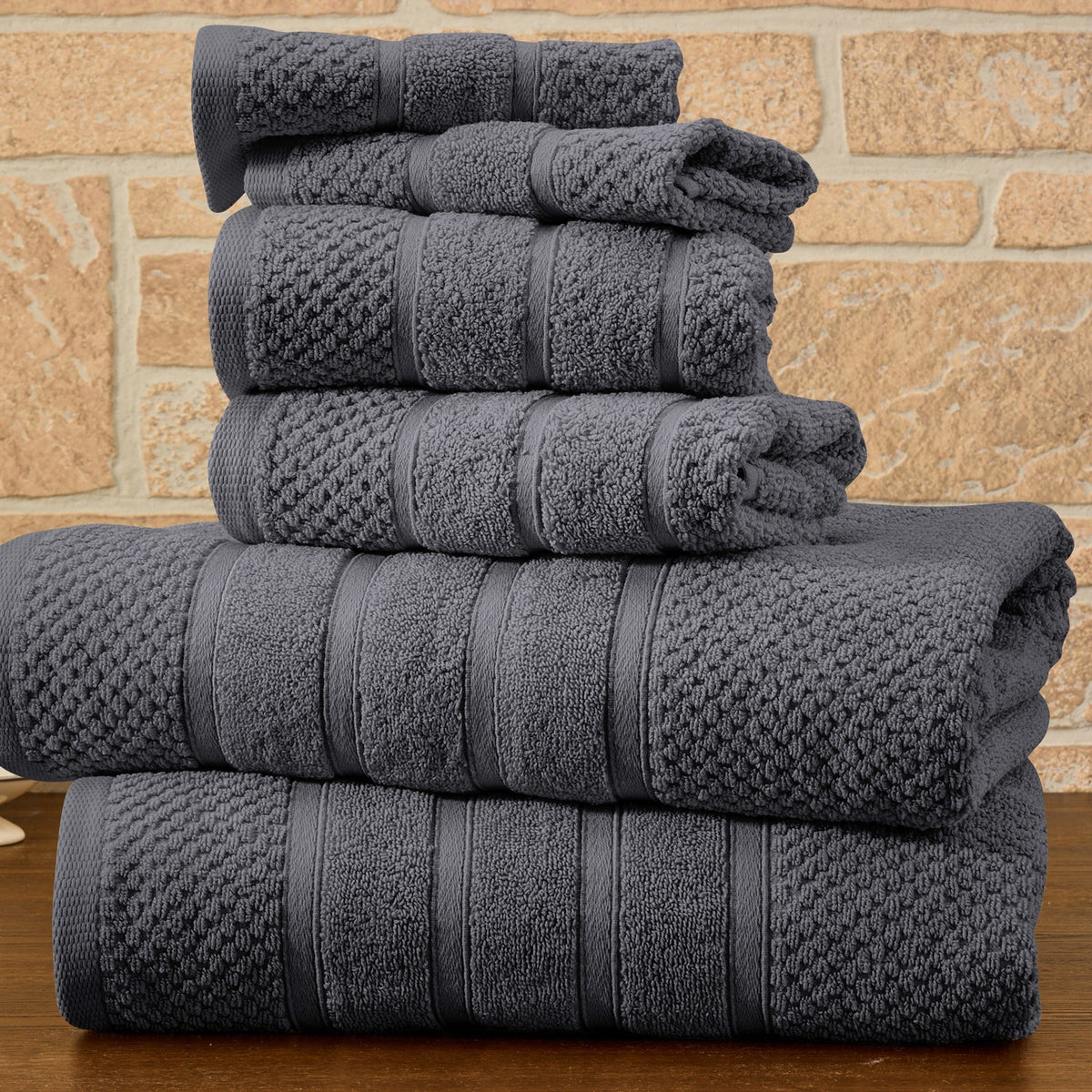 Egyptian Cotton Towel Set 6 Piece – 650 GSM Luxury Bath Towels with Zero Twist Loops, Ultra Soft & Highly Absorbent, Includes 2 Bath Towels, 2 Hand Towels & 2 Washcloths for Bathroom Spa Experience