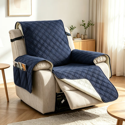 Waterproof Recliner Cover with Side Pockets – Non-Slip Quilted Recliner Slipcover, Scratch-Resistant & Machine Washable, Pet & Kid Friendly Furniture Protector