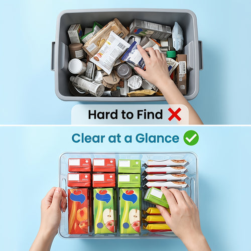 Pantry Organizer Bins with Lids 6 Pack Clear Stackable Storage Containers with Handle for Kitchen Fridge Cabinet Closet Bathroom Bedroom