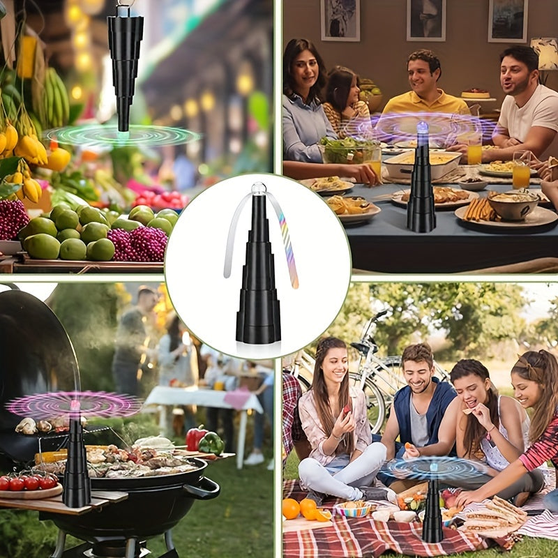 Table Fly Fan Set of 4 – USB Rechargeable LED Fly Repellent Fan Portable Tabletop Fly Spinner Keep Flies Away Indoors Outdoors BBQ Camping Picnic Patio Dining & Food Protection