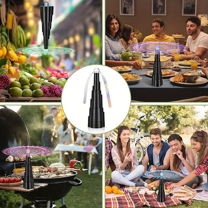 Table Fly Fan Set of 4 – USB Rechargeable LED Fly Repellent Fan Portable Tabletop Fly Spinner Keep Flies Away Indoors Outdoors BBQ Camping Picnic Patio Dining & Food Protection