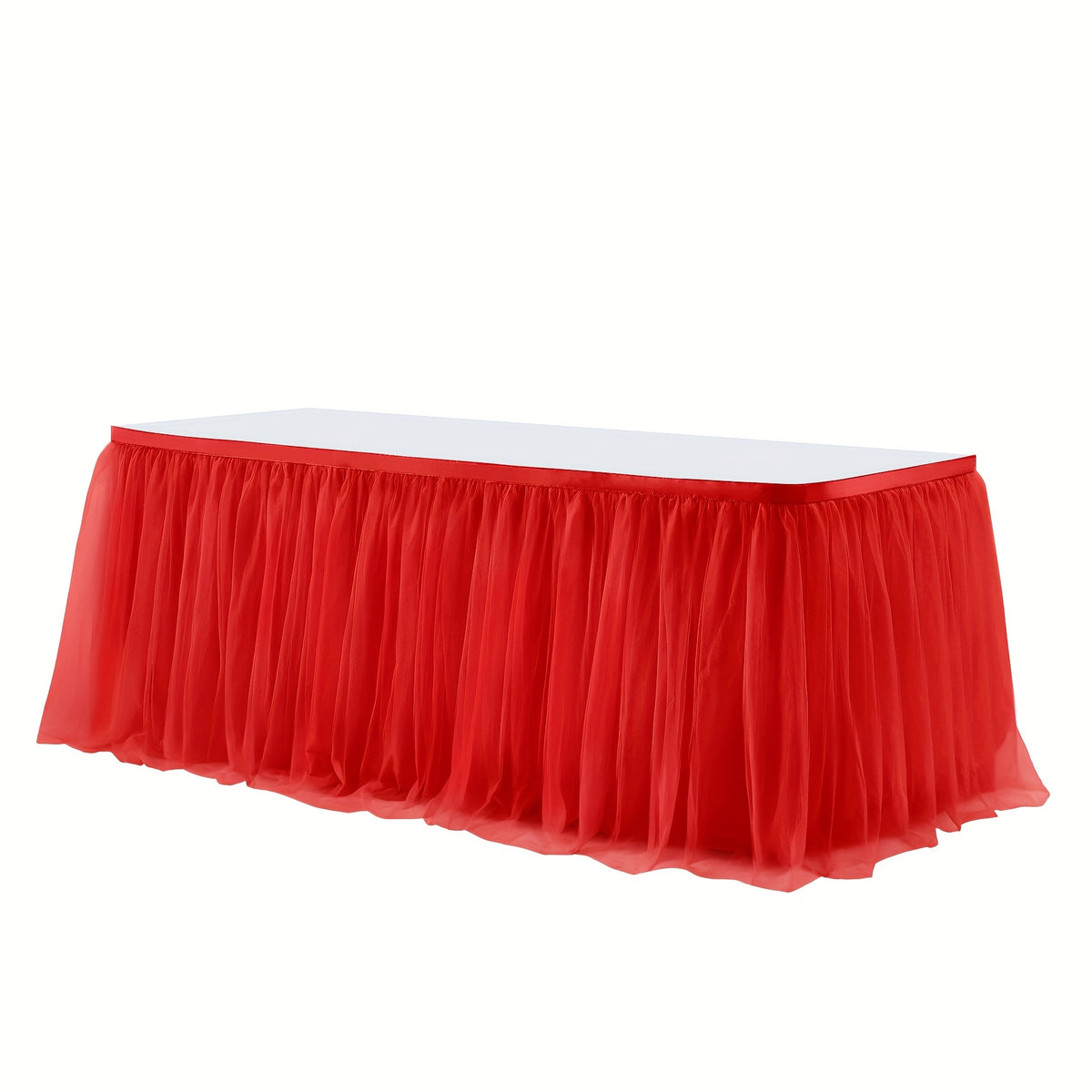 Tulle Table Skirt 6Ft Ruffle Tutu Tablecloth for Rectangle & Round Tables, Princess Birthday Party Cake Dessert Table Decoration, Easy Hook Install, 10 Colors – Pink White Black & More