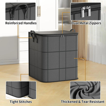 Under Bed Storage Bags 3-Pack Large Foldable Clothing Organizer Bags Thickened Fabric Zipper Closure Reinforced Handles Space-Saving for Clothes Bedding Blankets Wardrobe Moving Home