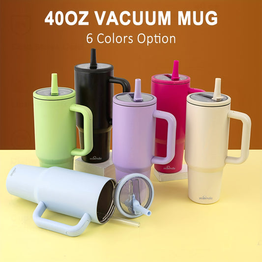 40oz Stainless Steel Insulated Tumbler with Foldable Straw & Lid – Double Wall Vacuum, Keeps Hot 12H Cold 24H, 6 Colors, Perfect for Travel, Office, Car, Gifts
