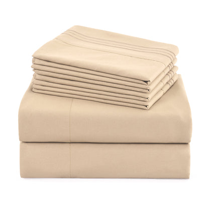 Microfiber Bed Sheets Set 6 Piece Hotel Grade 18" Deep Pocket, Breathable Soft Bedding Twin Full Queen King, 100 GSM All-Season Comfort, Machine Washable Fitted Sheet Flat Sheet Pillowcases, 12 Colors
