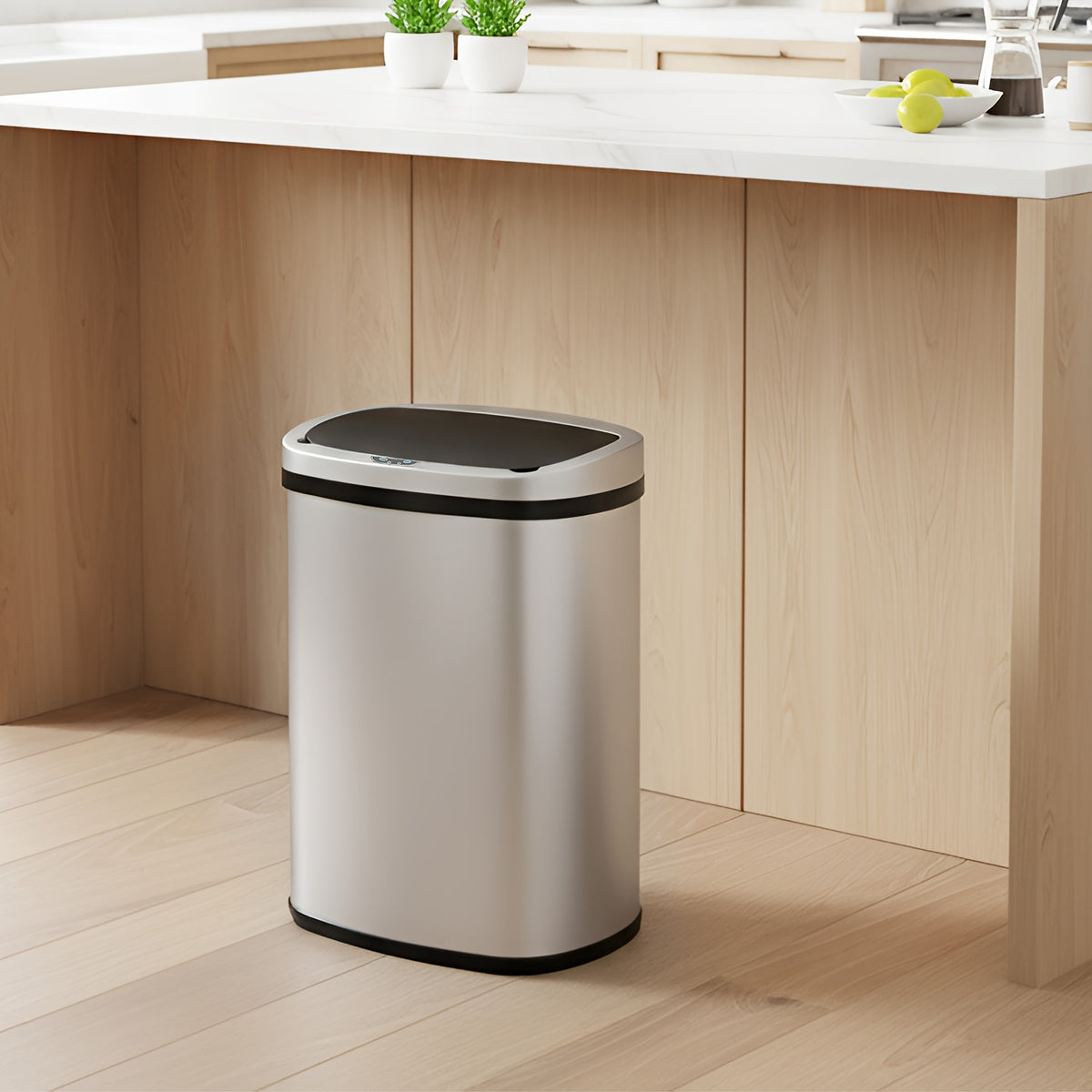Touchless Motion Sensor Trash Can 13 Gallon Stainless Steel, Automatic Sensor Garbage Can with Lid Anti-Fingerprint Mute Design, 50L Kitchen Waste Bin for Office Bedroom Living Room, Multiple Colors