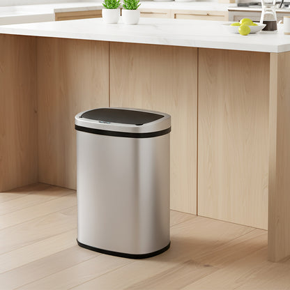 Touchless Motion Sensor Trash Can 13 Gallon Stainless Steel, Automatic Sensor Garbage Can with Lid Anti-Fingerprint Mute Design, 50L Kitchen Waste Bin for Office Bedroom Living Room, Multiple Colors