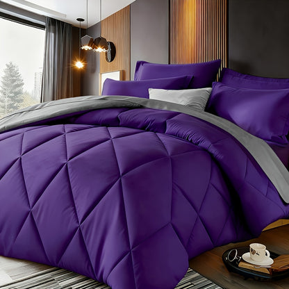 Quilt Comforter Set with Pillowcases Twin Queen King - Soft Breathable Diamond Pattern Lightweight Bed Quilt 2/3 Piece, 20 Colors Blue Purple Green Red Black Orange Brown