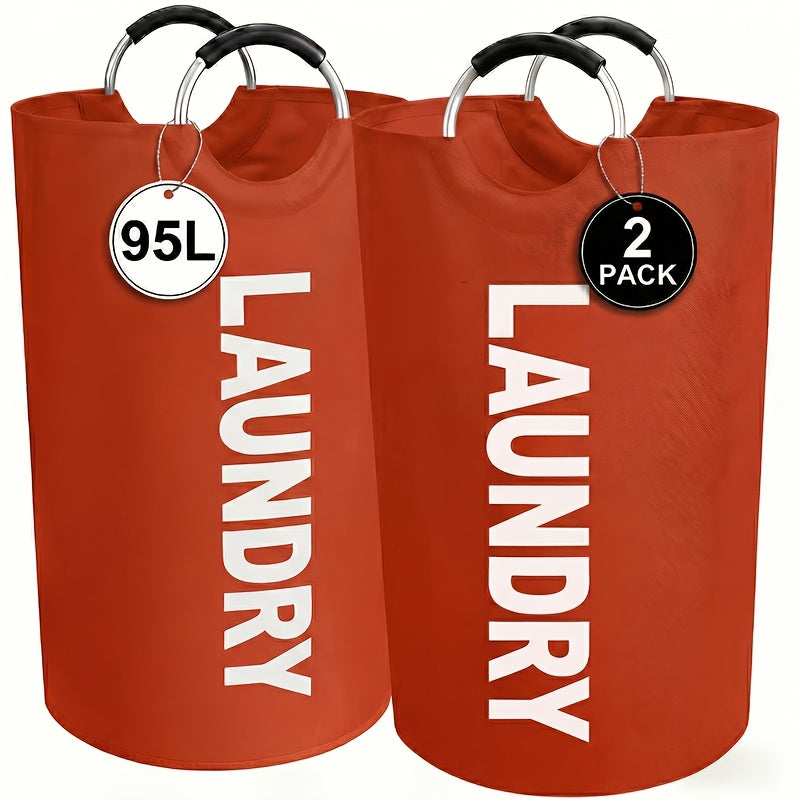 Large Laundry Basket Set of 2, Foldable 25.1 Gallon Elevated Hamper with Half Ring Handle – Collapsible Clothes Hamper for Bedroom, Bathroom & Dorm, Multiple Colors, Sturdy & Space-Saving Design