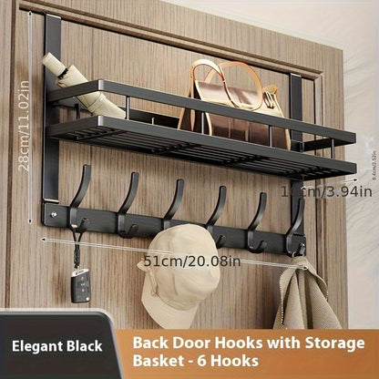 Over the Door Hook Rack - Metal Wall Mounted Coat Hooks for Bedroom Bathroom Kitchen, Space-Saving Door Hanger Organizer with 4 5 6 8 Hooks, Easy Install, Black & Gray Available