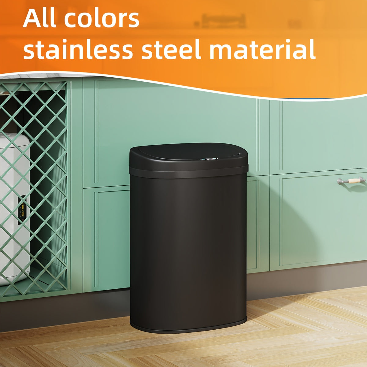 Touchless Motion Sensor Trash Can 13 Gallon Stainless Steel, Automatic Sensor Garbage Can with Lid Anti-Fingerprint Mute Design, 50L Kitchen Waste Bin for Office Bedroom Living Room, Multiple Colors