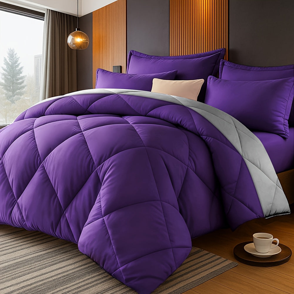 Comforter Set Queen King Twin Diamond Grid Quilted, Soft Microfiber Down Alternative Bedding Set with Pillowcases, All Season Breathable Lightweight Duvet Insert, 9 Colors Available